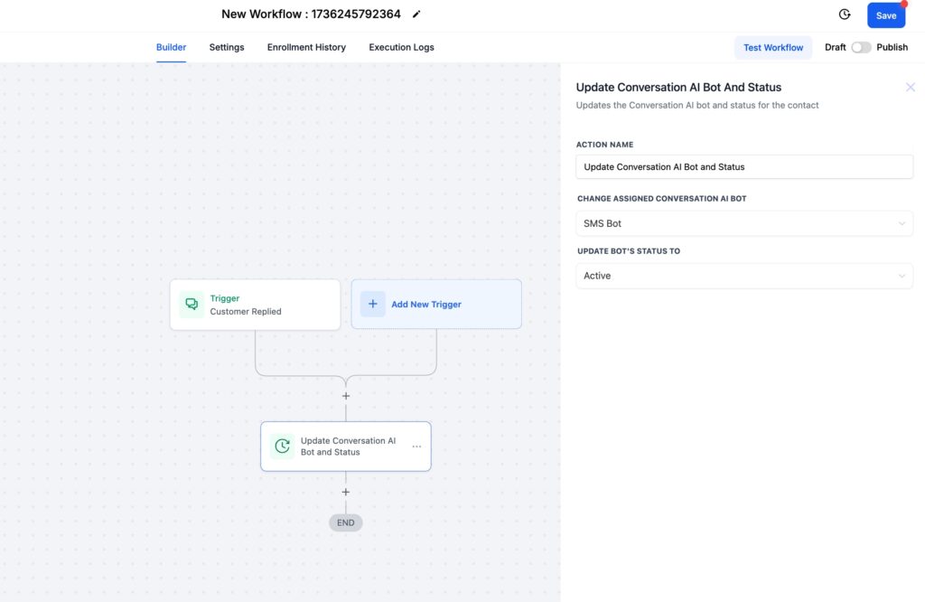 Actualizar Bot de IA de Conversación y Estado – Acción en Workflow ...